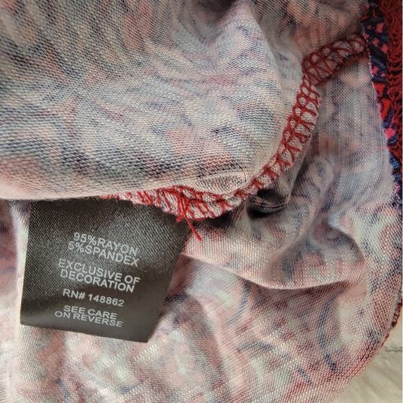 Torrid Super Soft Slub Jersey Tunic Top 3X Plus Size‎ Boho Patchwork Red Purple - Picture 7 of 8